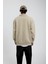 Krem Tek Cepli Yarım Fermuarlı Yıkamalı Sweatshirt 2