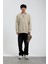Krem Tek Cepli Yarım Fermuarlı Yıkamalı Sweatshirt 3
