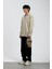 Krem Tek Cepli Yarım Fermuarlı Yıkamalı Sweatshirt 5