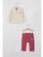 Lisanslı Yakalı Bej Kız Bebek Uzun Kol SweaT-shirt Takım 1