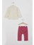 Lisanslı Yakalı Bej Kız Bebek Uzun Kol SweaT-shirt Takım 2