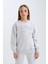 Kız Çocuk Gri Bisiklet Yaka Baskılı Sweatshirt D6628A824AU 3