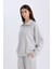 Regular Fit Yarım Fermuarlı Dik Yaka Basic Düz Sweatshirt D9009AX24WN 3