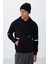Siyah Pamuklu Kalın Içi Tüylü Yumuşak Dokulu Comfort Fit Nakışlı Erkek Sweatshirt - 88417 3