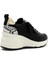 Kadın Siyah Bağcıklı Fermuarlı Deri Sneaker 5