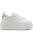 Kadın Beyaz Bağcıklı Kalın Tabanlı Deri Sneaker 2