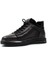 Erkek Siyah Bağcıklı Kalın Tabanlı Deri Sneaker 4