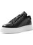 Erkek Siyah Bağcıklı Kalın Tabanlı Deri Sneaker 4