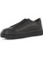 Erkek Siyah Bağcıklı Kalın Tabanlı Deri Sneaker 4