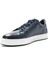 Erkek Lacivert Bağcıklı Kalın Tabanlı Deri Sneaker 4