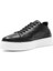 Erkek Siyah Bağcıklı Kalın Tabanlı Deri Sneaker 4