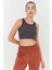 Lacivert Basic Sıfır Kol Dar Kalıp U Yaka Kadın Crop Top Atlet - 97160 3