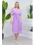 Dipmoda kadın carmen yaka astarlı şifon elbise RY8060 - Lila 1