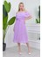 Dipmoda kadın carmen yaka astarlı şifon elbise RY8060 - Lila 2