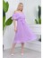 Dipmoda kadın carmen yaka astarlı şifon elbise RY8060 - Lila 3