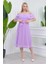 Dipmoda kadın carmen yaka astarlı şifon elbise RY8060 - Lila 4