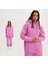 Özel Tasarım Kapüşonlu Baskısız Düz Renk Şardonlu Kışlık Dış Mekan Kadın Eşofman Takımı 1