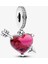 Kırmızı Kalp ve Ok Murano Cam Sallantılı Charm 2