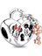 Disney Mickey Mouse ve Minnie Kilit Charm 925 Ayar Gümüş Charm 1