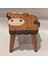 Inek Figürlü Ahşap Çocuk Taburesi / Ahşap Boyalı ve Oymalı Çocuk Tabure (Portatif Ayaklı )Yükseklik: 24 Cm, Çap: 26 cm 1
