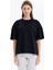 Bisiklet Yaka Oversize Emboss Baskılı Kadın T-Shirt 1