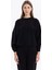 Bisiklet Yaka Garni Detaylı Oversize Kadın Sweatshirt 1