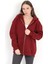 Kadın Bordo Fermuarlı Şardonlu Kapüşonlu Oversize Sweatshirt - 9015 1