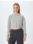 Kapüşonlu Uzun Kollu Crop Beli Lastikli Oversize Sweatshirt 3