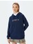 Slogan Baskılı Kapüşonlu Uzun Kollu Şardonlu Oversize Sweatshirt 3