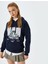 Kedi Baskılı Kapüşonlu Uzun Kollu Şardonlu Oversize Sweatshirt 1