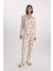 Fall in Love Desenli Pijama Takımı Uzun Kollu Üst Beli Lastikli Alt D2278AX24WN 1