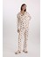 Fall in Love Desenli Pijama Takımı Uzun Kollu Üst Beli Lastikli Alt D2278AX24WN 2