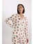 Fall in Love Desenli Pijama Takımı Uzun Kollu Üst Beli Lastikli Alt D2278AX24WN 3