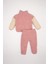 Kız Bebek 2'li Takım Pelüş Fermuarlı Dik Yaka Sweatshirt Beli Lastikli Alt D6706A524WN 5