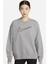 Training Plus Essential Get Fit Dri Fit Graphic Crew Grey Oversized Bol Kesim Kadın Sweatshirt Gri 1