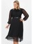 Dipmoda kadın piliseli dantel elbise APCX28 - Siyah 4