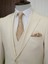 Erkek Slim Fit Italyan Stil Yelekli Takım Elbise-Bej 5