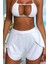 Kadın Beyaz Deniz Havuz Şortu Etek Görünümlü Yırtmaçlı Şık Model Summer Beach Short HB11100 1