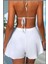 Kadın Beyaz Deniz Havuz Şortu Etek Görünümlü Yırtmaçlı Şık Model Summer Beach Short HB11100 2