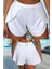 Kadın Beyaz Deniz Havuz Şortu Etek Görünümlü Yırtmaçlı Şık Model Summer Beach Short HB11100 3