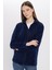 Unisex Standart Fit Tam Fermuarlı Tüylenme Yapmayan Soğuk Geçirmez Lacivert Dik Yaka Polar Sweatshirt 4