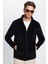 Standart Fit Tam Fermuarlı Tüylenme Yapmayan Soğuk Geçirmez Siyah Dik Yaka Polar Sweatshirt 2