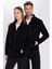Standart Fit Tam Fermuarlı Tüylenme Yapmayan Soğuk Geçirmez Siyah Dik Yaka Polar Sweatshirt 3