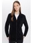 Standart Fit Tam Fermuarlı Tüylenme Yapmayan Soğuk Geçirmez Siyah Dik Yaka Polar Sweatshirt 4
