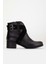 Kadın Deri Çapraz Süet Detaylı Tokalı Günlük Bot - Siyah 3