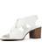 Kadın Beyaz Arkası Lastikli Topuklu Deri Sandalet 4
