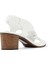 Kadın Beyaz Arkası Lastikli Topuklu Deri Sandalet 5