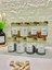 12'li Gold Metal Kapaklı Etiketli Kaşıklı Baharat Saklama Kabı Cam Kavanoz 350ML 4