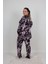 Büyük Beden Pijama Takım Düğmeli Desenli Pijama Takım 4