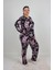 Büyük Beden Pijama Takım Düğmeli Desenli Pijama Takım 5